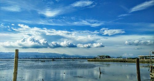 Scenic view of lake against sky