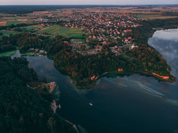 Aerial view of houses in town