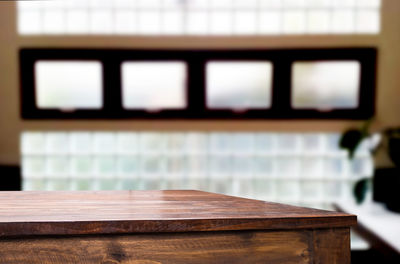 Close-up of table against window