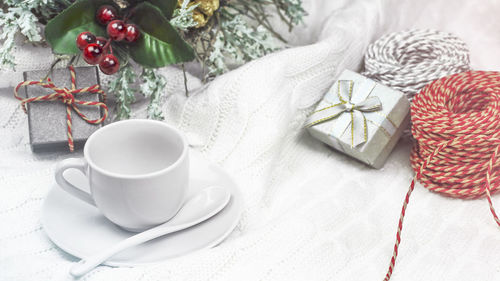 Coffee cup on table