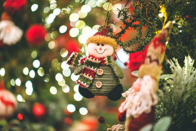 Close-up of decorated christmas tree