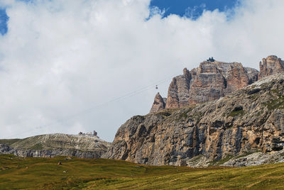 Low angle view of rocks against sky