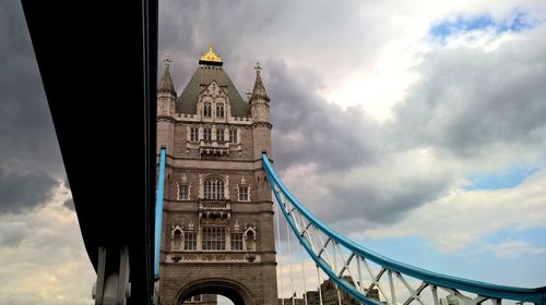 Low angle view of suspension bridge