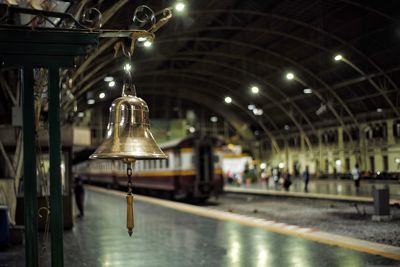 Bell hanging at railroad station