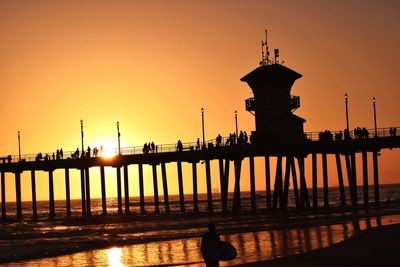 Silhouette of building at sunset