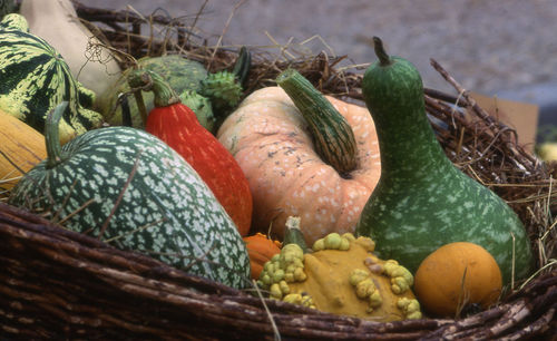 Fresh vegetables on wicker basket