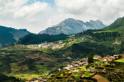 High angle view of mountain village