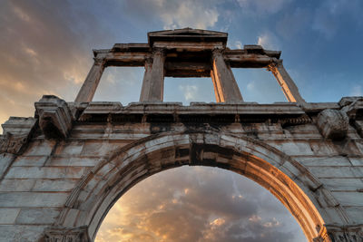 Low angle view of historical building against cloudy sky