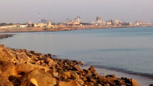 Scenic view of sea against clear sky