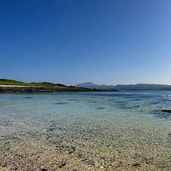 Scenic view of calm sea against clear sky