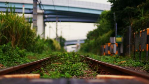 Close-up of railroad track