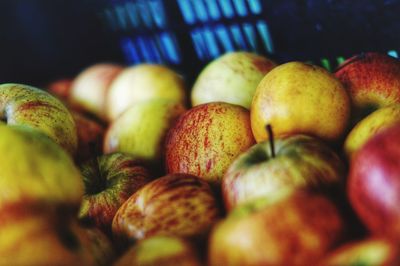 Close-up of apples for sale at market stall