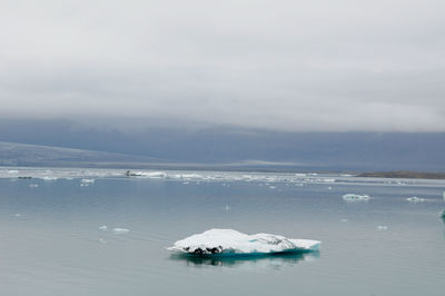 Scenic view of sea against sky during winter