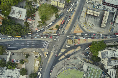 High angle view of buildings in city