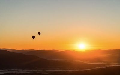 Scenic view of mountains during sunset