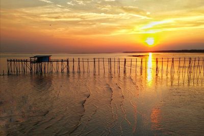 Scenic view of sea against sky during sunset