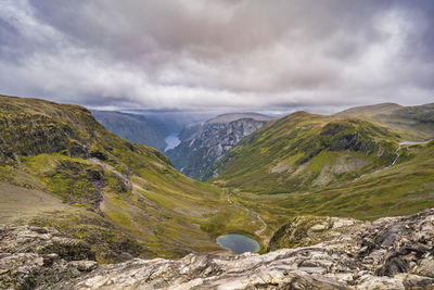 Scenic view of mountains against sky