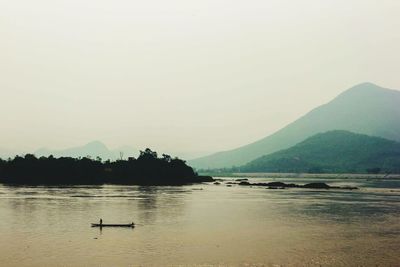 Scenic view of lake against clear sky