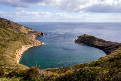 High angle view of sea against sky