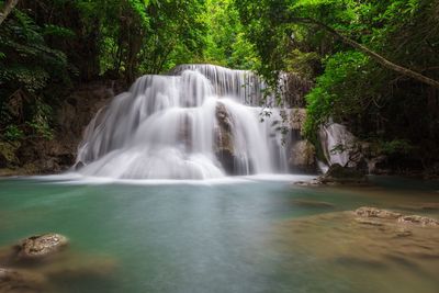 View of waterfall in forest