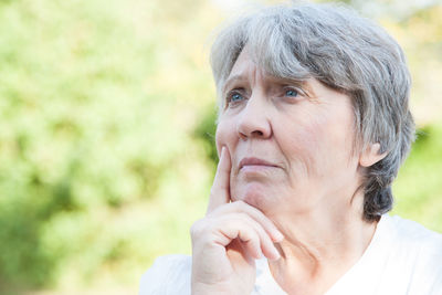 Close-up of thoughtful senior woman