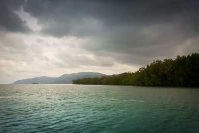 Scenic view of lake against sky