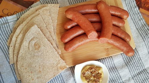 High angle view of food on table