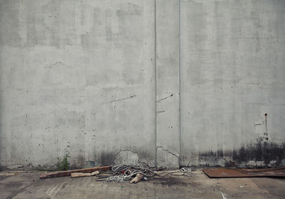 Abandoned building against wall