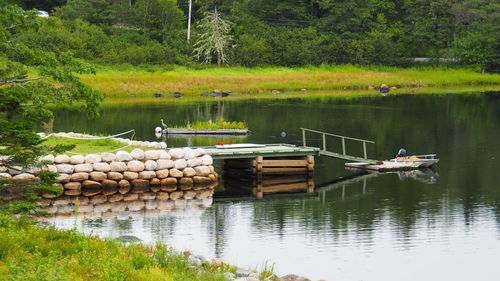 Boats in lake