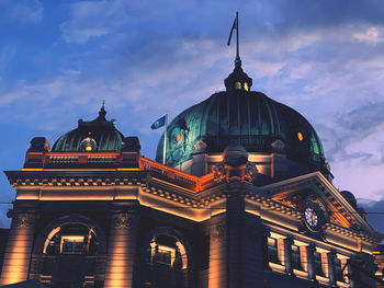 Low angle view of temple building against sky