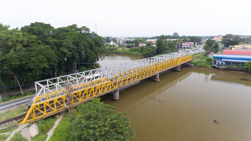 High angle view of bridge over river against sky