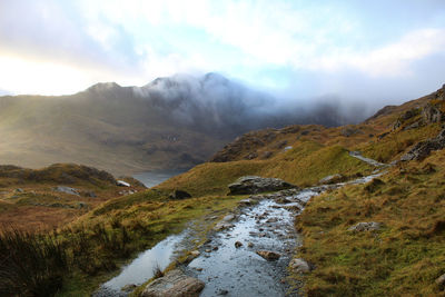 Scenic view of mountains against sky