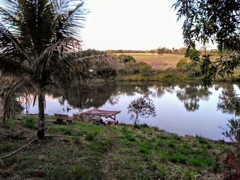 Scenic view of lake against sky