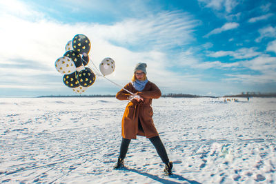 Full length of man on beach during winter