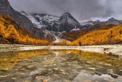 Scenic view of lake against sky