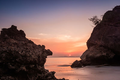 Scenic view of sea during sunset