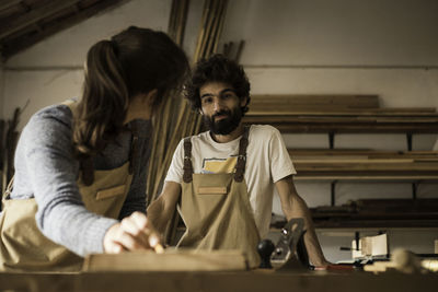 Young man working at home