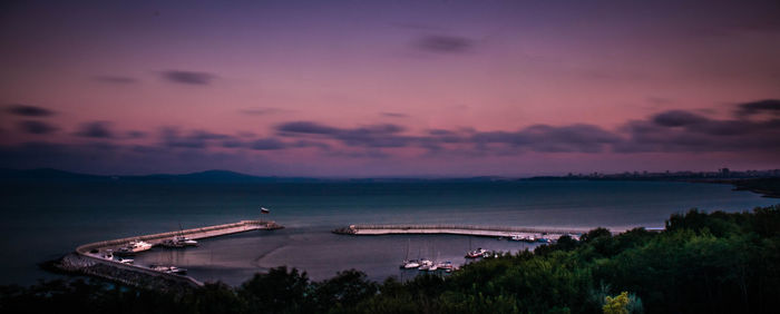 Scenic view of sea against sky at sunset