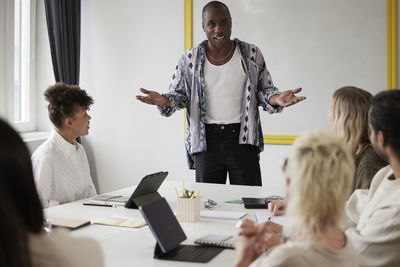 Diverse team having business meeting in conference room