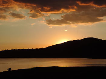 Scenic view of calm lake at sunset