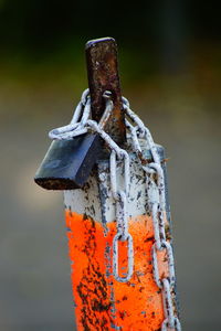 Close-up of water on rusty metal