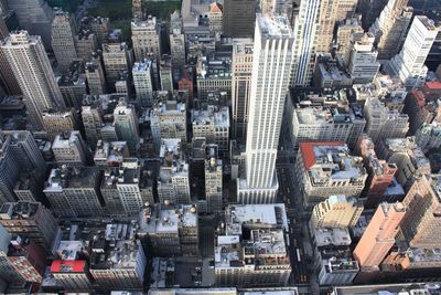 High angle view of buildings in city