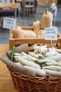 Seasonal vegetables for sale on the stalls
