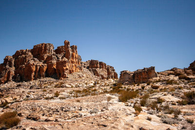 Low angle view of rock formations