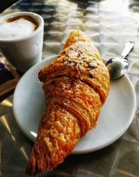 Close-up of food served on table