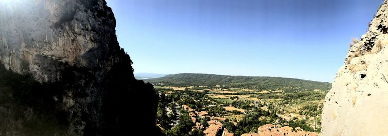 Panoramic view of landscape against clear sky