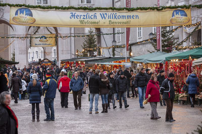 Romantic christmas market in city salzburg, austria