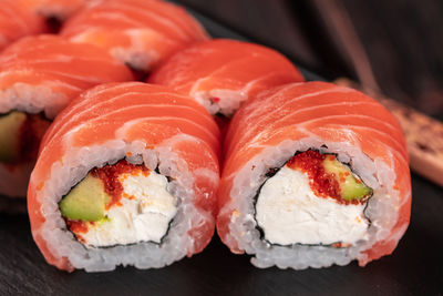 Close-up of sushi in plate