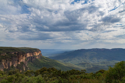 View of landscape against cloudy sky