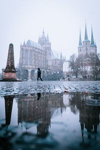 Reflection of building in water